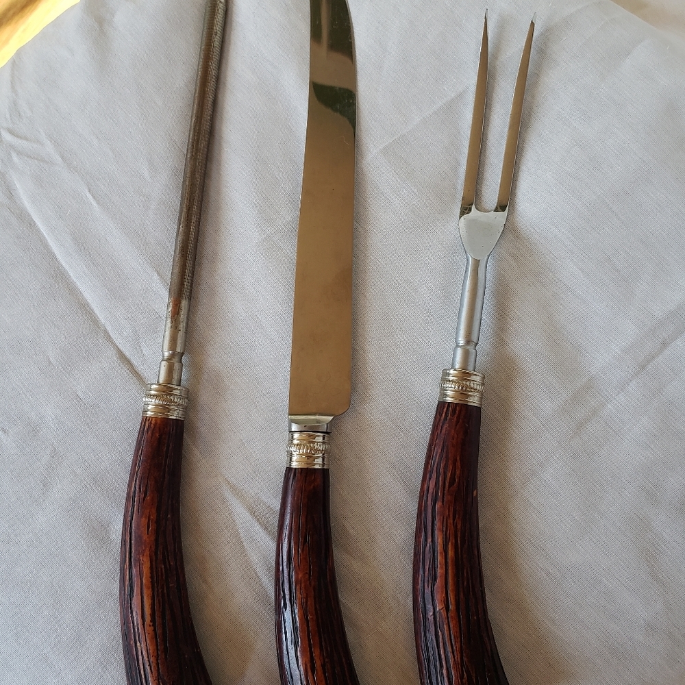 Vintage carving set fo stag handles by Washington forge